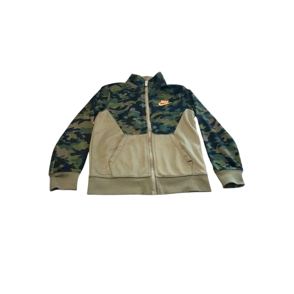 Nike Boys Tracksuit Set Camo Zip Jacket Jogger Pants Size 5-6Y Medium